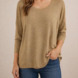 Sachin + Babi Metallic Gold Women's Long Sleeve Top Sweater Size Medium